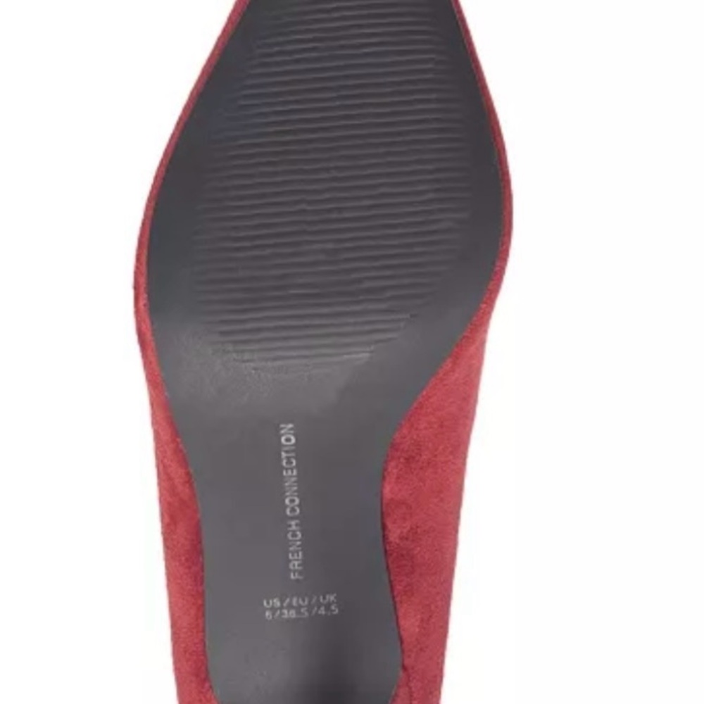 NWOT French Connection Women's Plum Burgundy Scallop Slip-On Heels Sandals - Picture 10 of 14